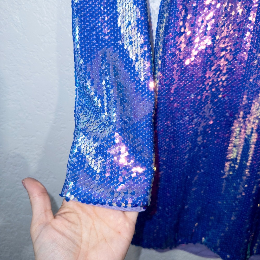 NWT‎ Fashion Nova Purple Disco Doll Sequin Mini Dress Size Large - Picture 3 of 11